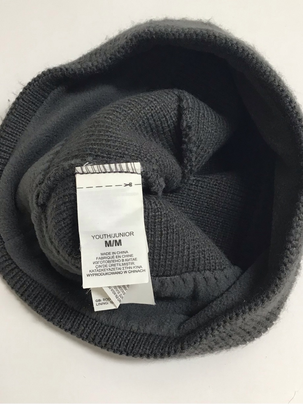 The North Face Beanie Hat Youth/Junior Medium Gray Cobalt Blue Logo Fleece Liner - Picture 11 of 15